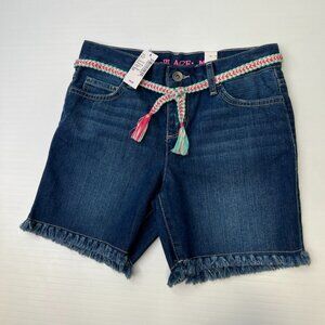 The Childrens Place Short Girl 10 Youth Denim Jean Zip 25x5.5 Fringe Hem Core Ne